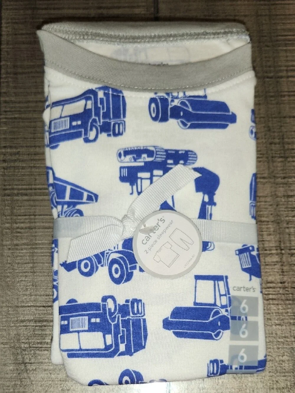 NWT Carter's White and Blue Construction Vehicle Pajama Set